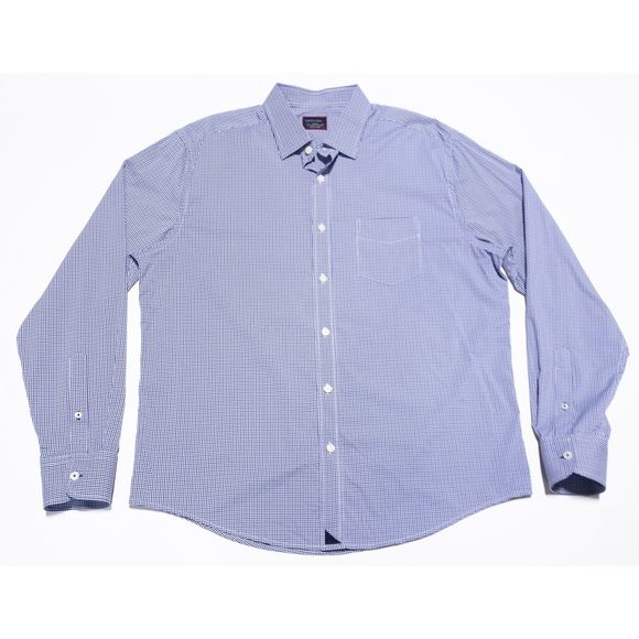 UNTUCKit Performance Shirt Men's Large Wicking Nylon Blue Check Button-Up - Picture 2 of 10